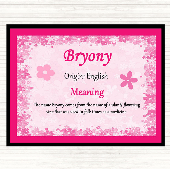 Bryony Name Meaning Mouse Mat Pad Pink