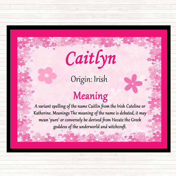Caitlyn Name Meaning Mouse Mat Pad Pink