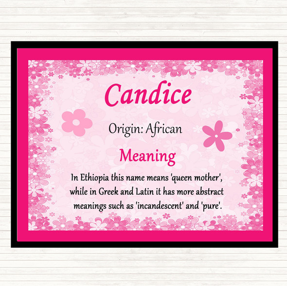 Candice Name Meaning Mouse Mat Pad Pink