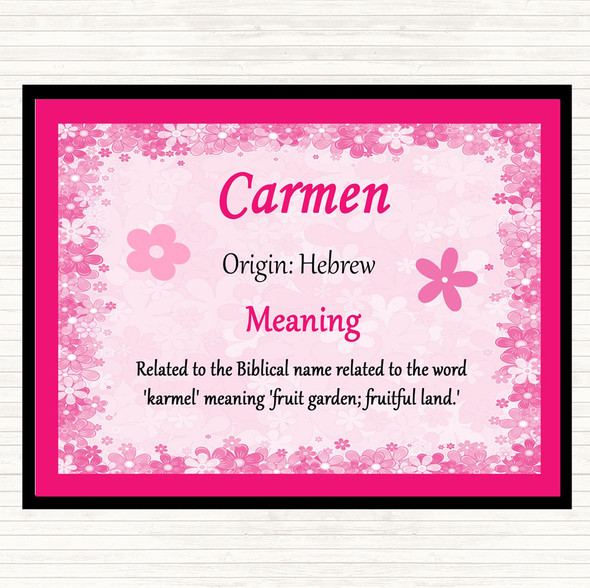 Carmen Name Meaning Mouse Mat Pad Pink