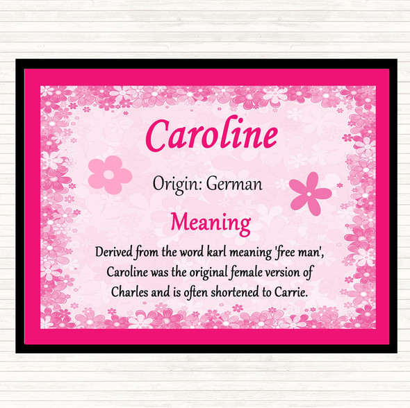 Caroline Name Meaning Mouse Mat Pad Pink