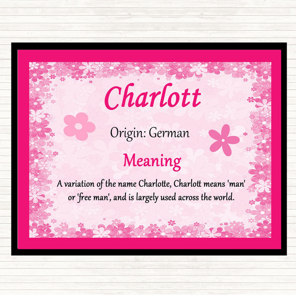 Charlott Name Meaning Mouse Mat Pad Pink