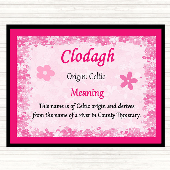 Clodagh Name Meaning Mouse Mat Pad Pink