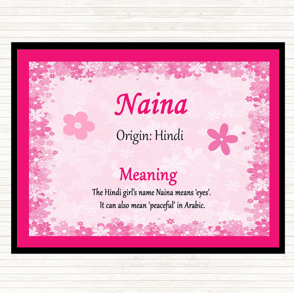 Naina Name Meaning Mouse Mat Pad Pink
