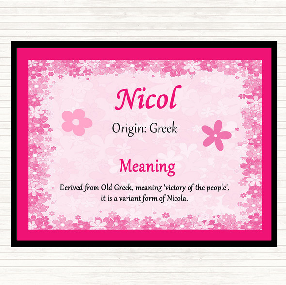 Nicol Name Meaning Mouse Mat Pad Pink