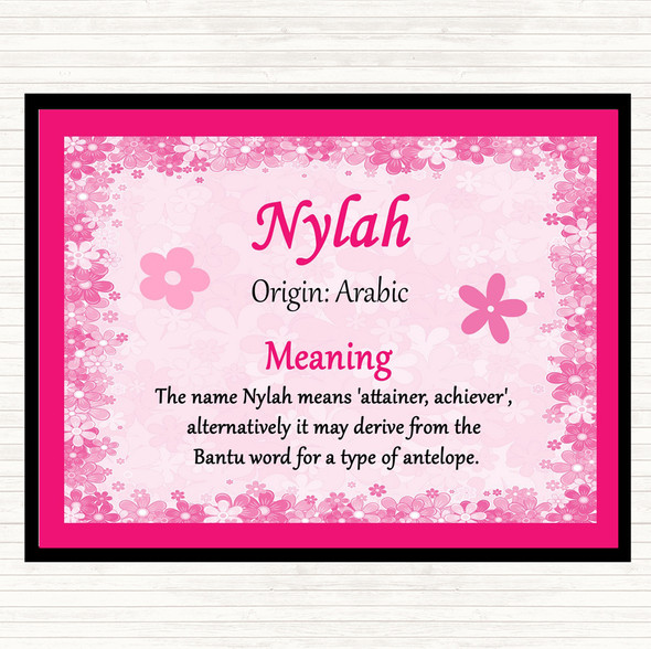 Nylah Name Meaning Mouse Mat Pad Pink