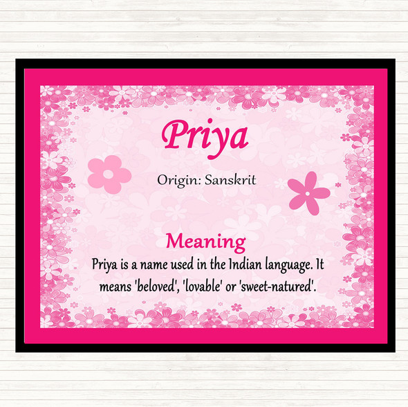 Priya Name Meaning Mouse Mat Pad Pink