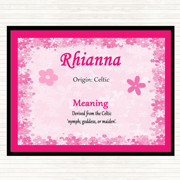 Rhianna Name Meaning Mouse Mat Pad Pink