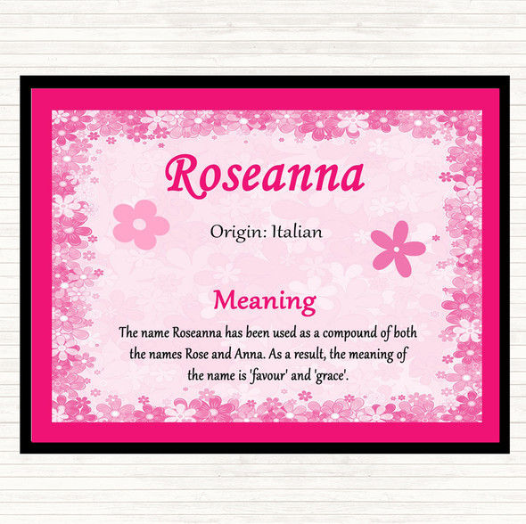 Roseanna Name Meaning Mouse Mat Pad Pink