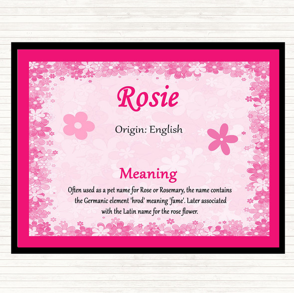 Rosie Name Meaning Mouse Mat Pad Pink