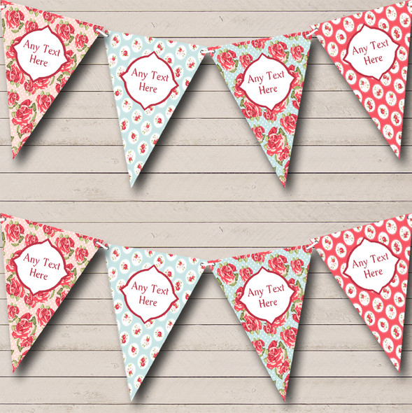 Vintage Rose Garden Personalised Shabby Chic Garden Tea Party Bunting