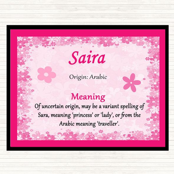 Saira Name Meaning Mouse Mat Pad Pink