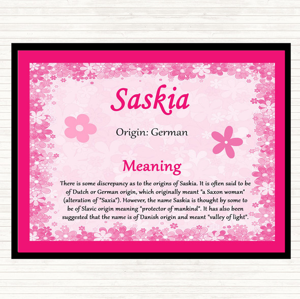 Saskia Name Meaning Mouse Mat Pad Pink