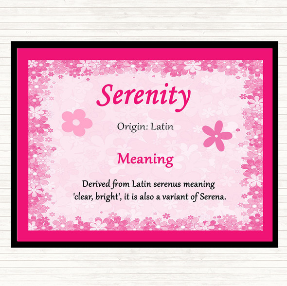 Serenity Name Meaning Mouse Mat Pad Pink