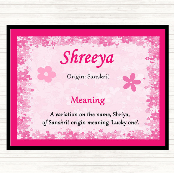 Shreeya Name Meaning Mouse Mat Pad Pink