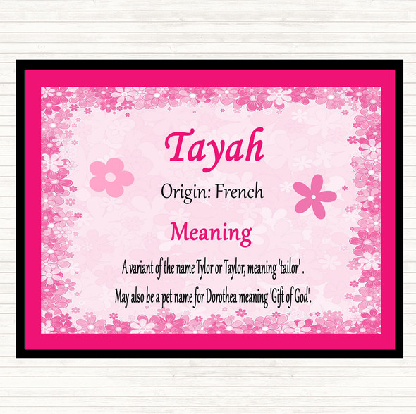 Tayah Name Meaning Mouse Mat Pad Pink