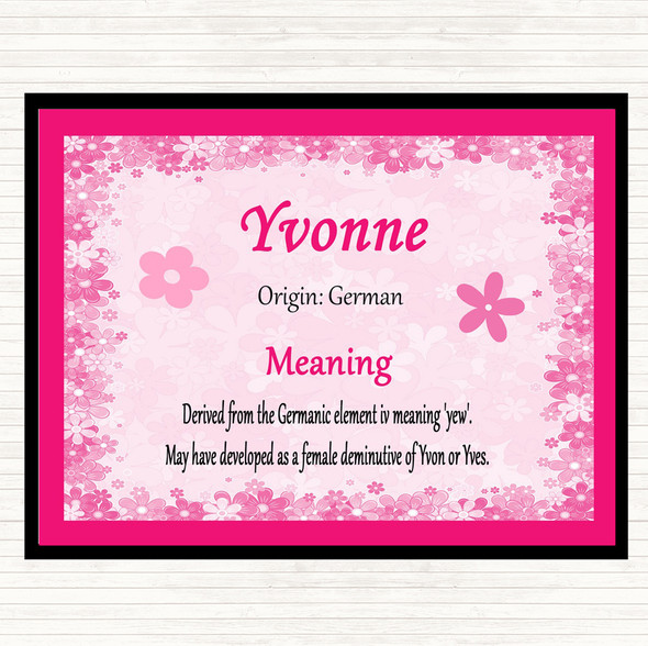 Yvonne Name Meaning Mouse Mat Pad Pink