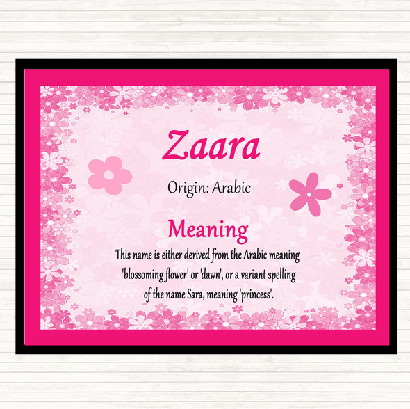Zaara Name Meaning Mouse Mat Pad Pink