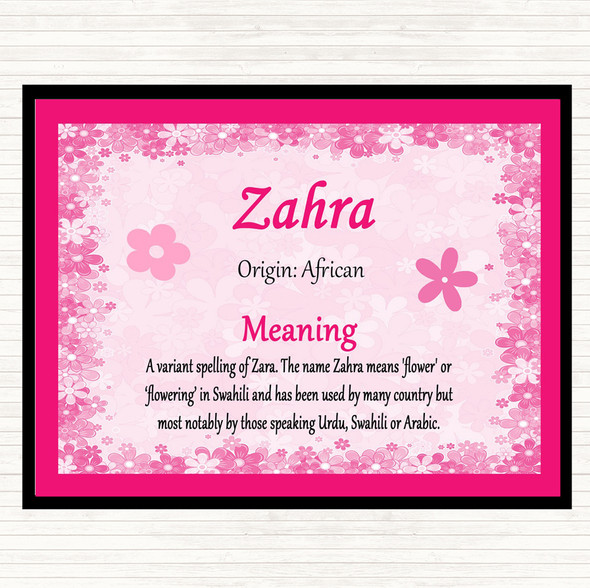 Zahra Name Meaning Mouse Mat Pad Pink