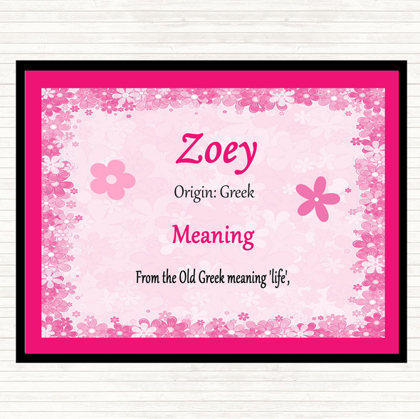 Zoey Name Meaning Mouse Mat Pad Pink