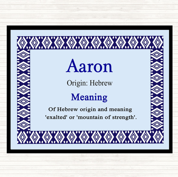 Aaron Name Meaning Dinner Table Placemat Blue