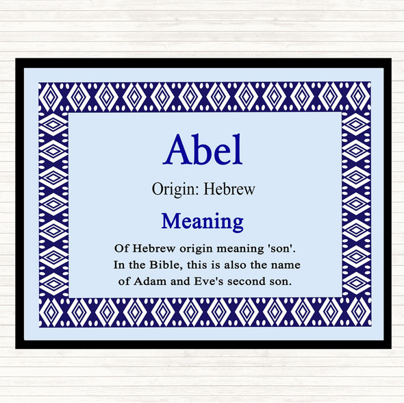 Abel Name Meaning Dinner Table Placemat Blue