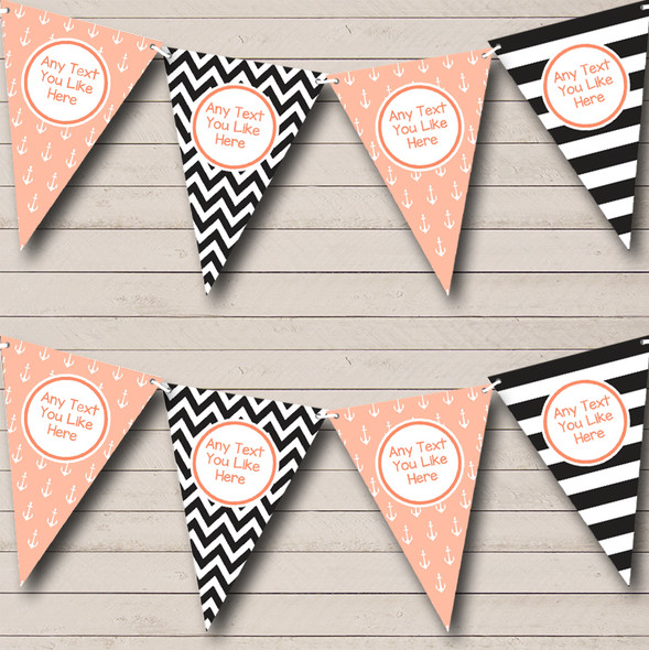 Sailing Nautical Coral Black Personalised Shabby Chic Garden Tea Party Bunting