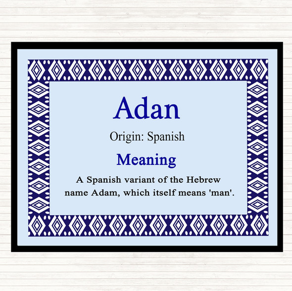 Adan Name Meaning Dinner Table Placemat Blue