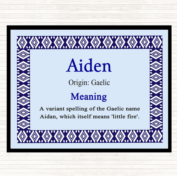 Aiden Name Meaning Dinner Table Placemat Blue