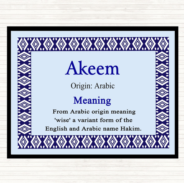 Akeem Name Meaning Dinner Table Placemat Blue