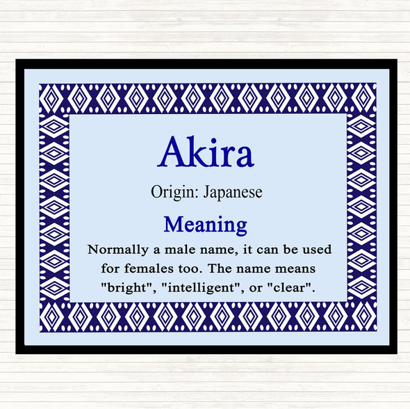 Akira Name Meaning Dinner Table Placemat Blue