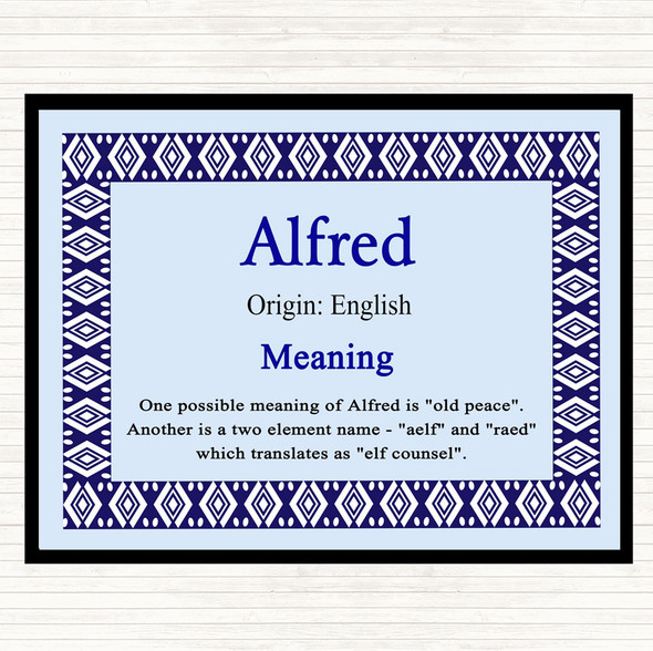 Alfred Name Meaning Dinner Table Placemat Blue