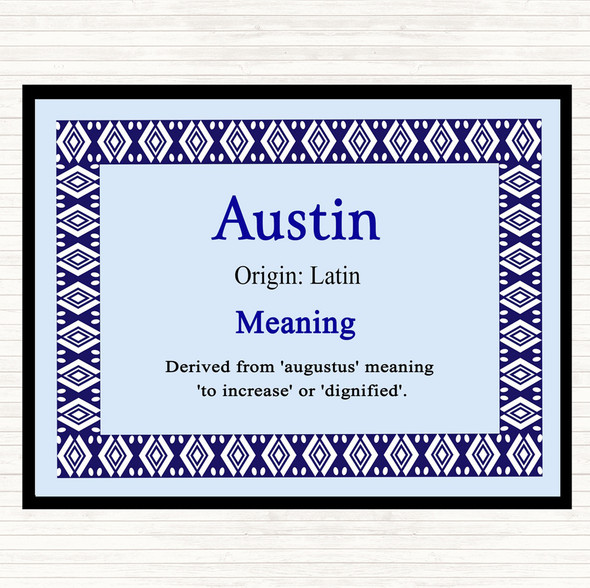 Austin Name Meaning Dinner Table Placemat Blue