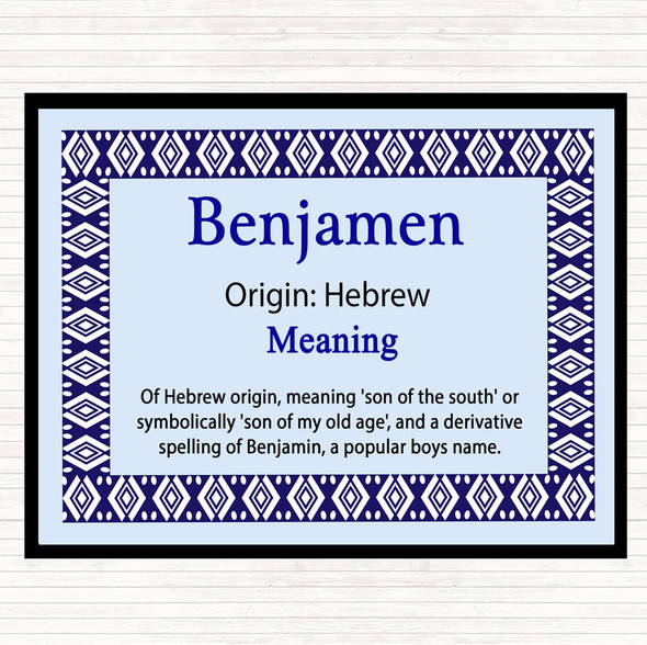 Benjamen Name Meaning Dinner Table Placemat Blue