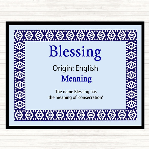 Blessing Name Meaning Dinner Table Placemat Blue