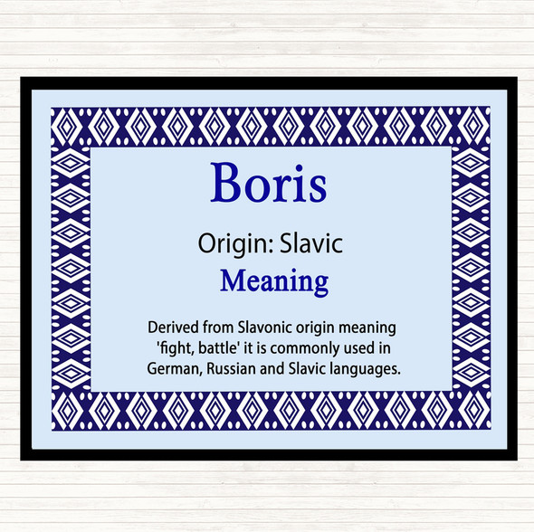 Boris Name Meaning Dinner Table Placemat Blue