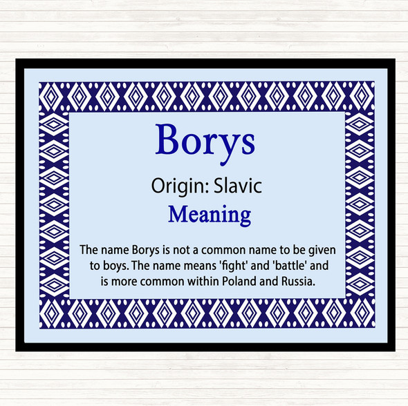 Borys Name Meaning Dinner Table Placemat Blue