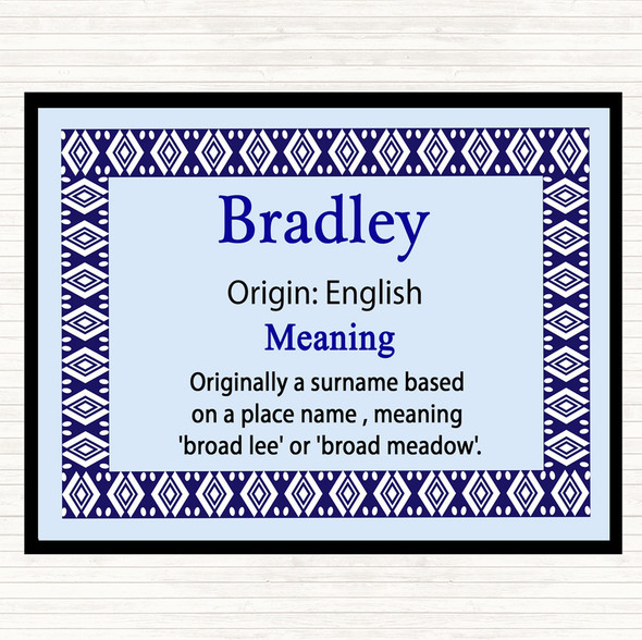 Bradley Name Meaning Dinner Table Placemat Blue