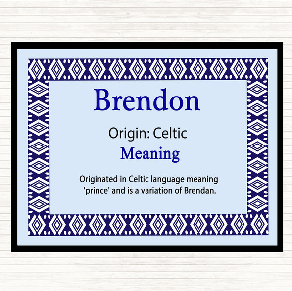 Brendon Name Meaning Dinner Table Placemat Blue