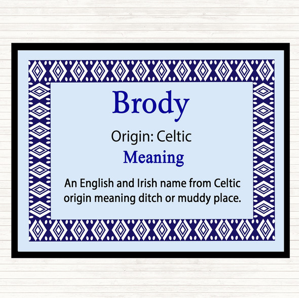 Brody Name Meaning Dinner Table Placemat Blue