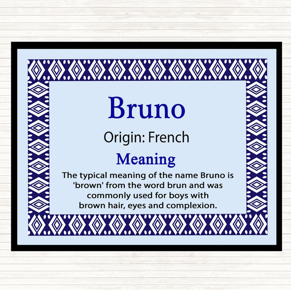 Bruno Name Meaning Dinner Table Placemat Blue