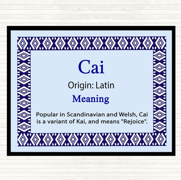 Cai Name Meaning Dinner Table Placemat Blue