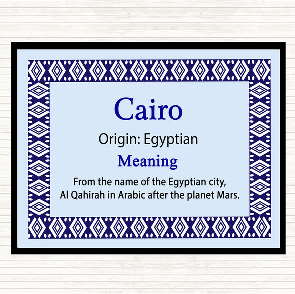 Cairo Name Meaning Dinner Table Placemat Blue