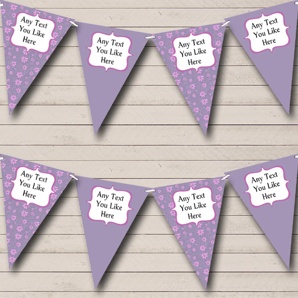 Purple Pink Floral Personalised Shabby Chic Garden Tea Party Bunting