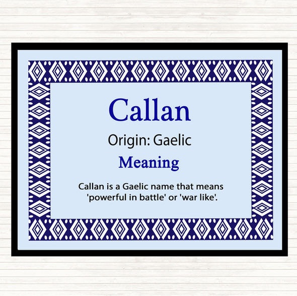 Callan Name Meaning Dinner Table Placemat Blue