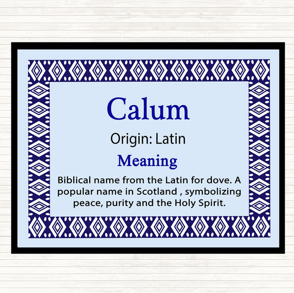 Calum Name Meaning Dinner Table Placemat Blue