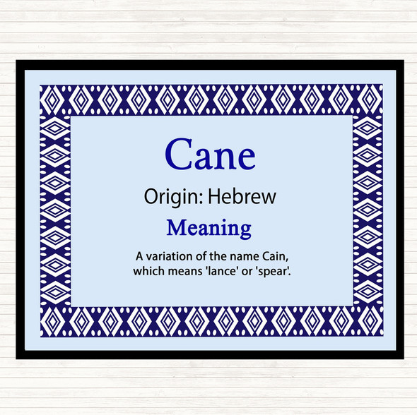 Cane Name Meaning Dinner Table Placemat Blue