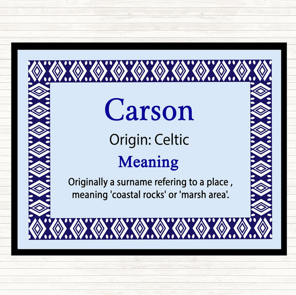 Carson Name Meaning Dinner Table Placemat Blue