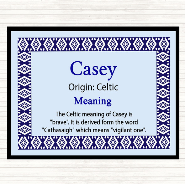 Casey Name Meaning Dinner Table Placemat Blue