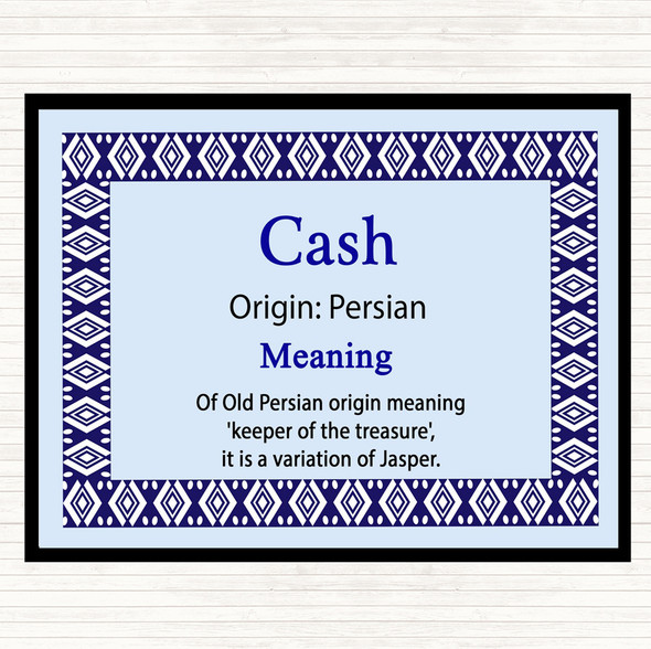 Cash Name Meaning Dinner Table Placemat Blue